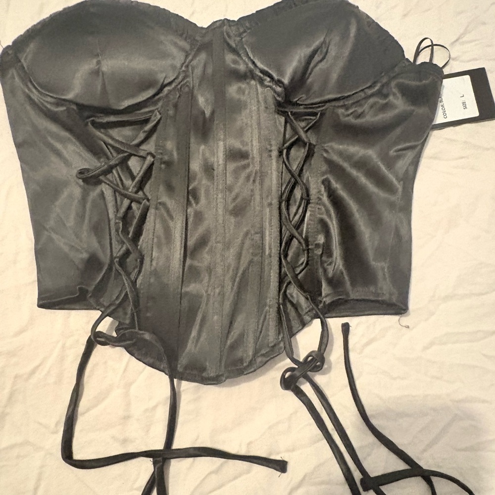 Sleek Black Lace-Up Corset by [Brand]